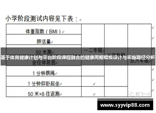 基于体育健康计划与平台阶段课程融合的健康周期模板设计与实施路径分析